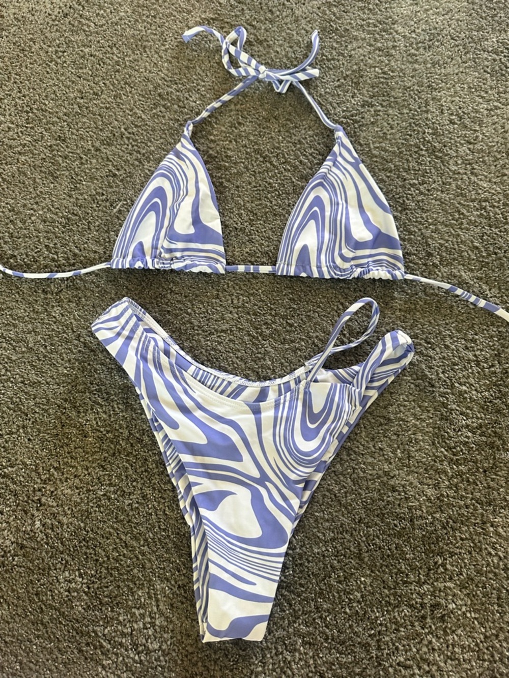 SHEIN purple and White Triangle Bikini Set
